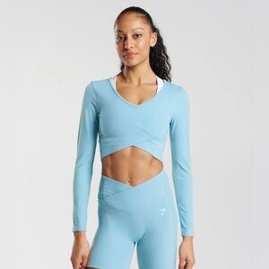 NWT Gymshark crossover long sleeve crop top - iceberg blue - XS